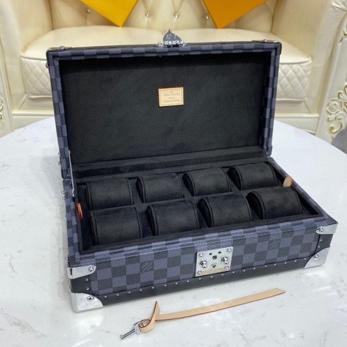 Carcasă pentru ceas Louis Vuitton Damier Graphite din pânză 8 M47641 neagră
