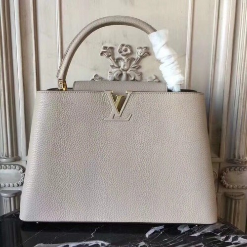 Geantă Louis Vuitton Elegant Capucines MM M41813 gri