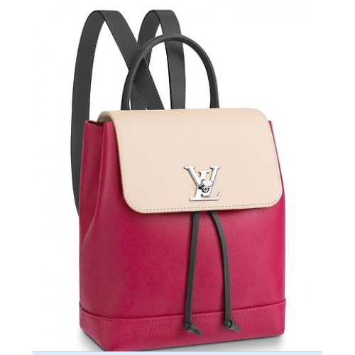 Rucsac Louis Vuitton LOCKME M52734 Lie De Vin Etain Creme