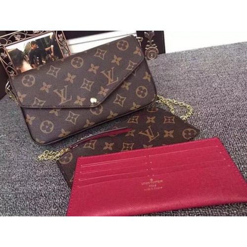 Portofel Louis Vuitton Monogram Canvas Felicie Chain M61276 Burgundy