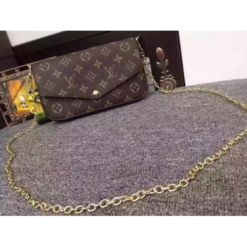 Portofel Louis Vuitton Monogram Canvas Felicie cu lanț M61276 Roz