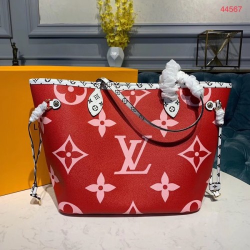 Geantă Louis Vuitton Monogram Canvas Original Leather NEVERFULL MM M44567 Roșu