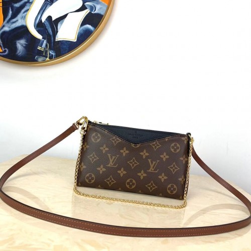 Louis Vuitton Monogram Canvas PALLAS Clutch Original Leather M41638 Black
