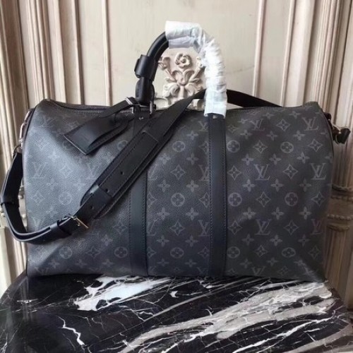 Geantă Louis Vuitton Monogram Eclipse Canvas KEEPALL 41418 LF Negru