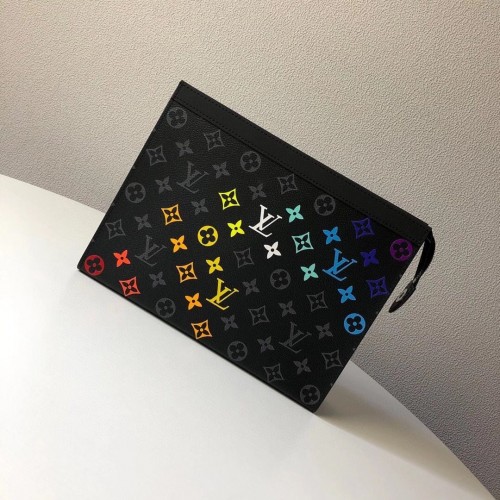 Geantă Louis Vuitton Monogram Eclipse POCHETTE VOYAGE MM M61692 Curcubeu desenat manual