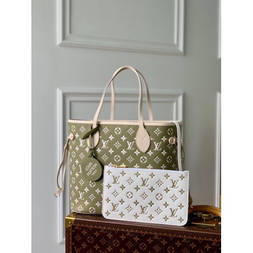 Geantă Louis Vuitton Monogram Empreinte NEVERFULL MM M46102 Verde și Gri