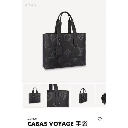 Geantă Louis Vuitton Monogram Taurillon Shadow Original din piele Cabas Voyage M57290 neagră