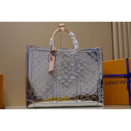 Geantă Louis Vuitton Monogram Vernis Flat Tote din piele lăcuită M46121 Argintie