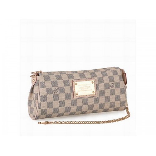 Clutch Eva din pânză Louis Vuitton N55214 Damier Azur