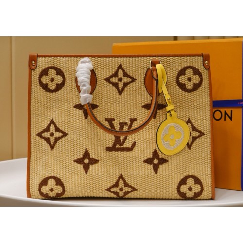 Geantă tote medie Louis Vuitton Onthego Monogram Raffia Giant Weave Embroidery M57723 Maro