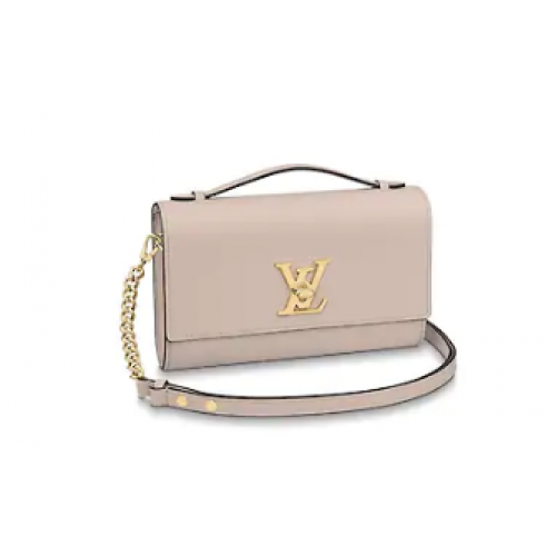 Louis Vuitton Geantă de mână LOCKME CLUTCH M56087 Taupe din piele de vițel Original Grain