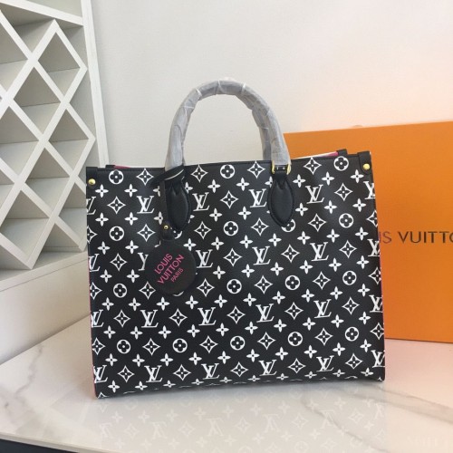Geantă Louis Vuitton Original Leather ONTHEGO MM M46060 Negru Alb Roz