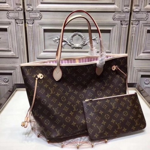 Geantă Louis Vuitton Original Monogram Canvas NEVERFULL 40156 Roz