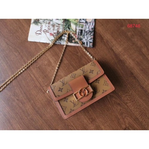 Portofel Louis Vuitton Original Monogram Reverse din pânză acoperită cu lanț DAUPHINE M68746