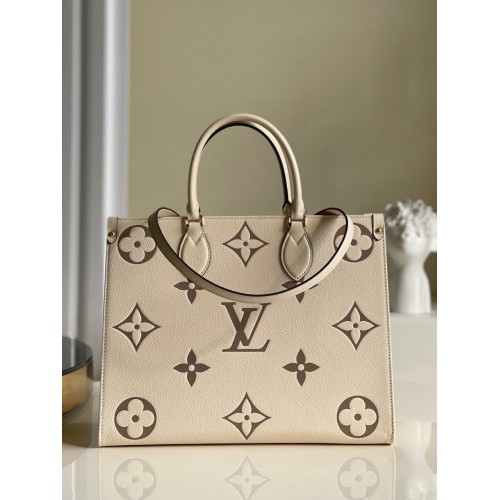 Geantă tote medie Louis Vuitton Original Onthego crem M45495 Maro Logo
