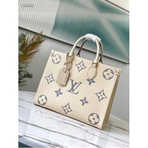 Geantă tote medie Louis Vuitton Original Onthego crem M45495 Gri Logo