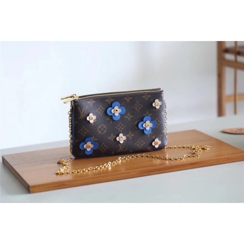 Louis Vuitton Poșetă cu fermoar dublu Original M63905 albastră