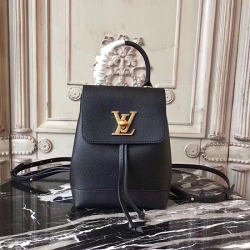 Rucsac mini Louis Vuitton din piele de vițel moale LOCKME M54573 Negru