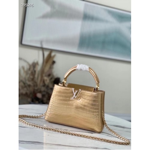Louis Vuitton piele de crocodil CAPUCINES BB M48865 auriu