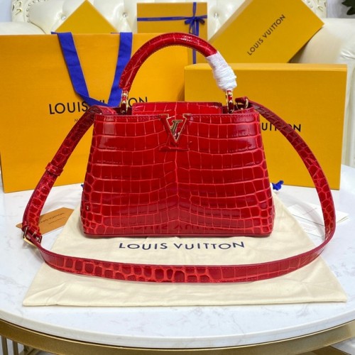 Louis Vuitton piele de crocodil CAPUCINES BB M81190 roșu