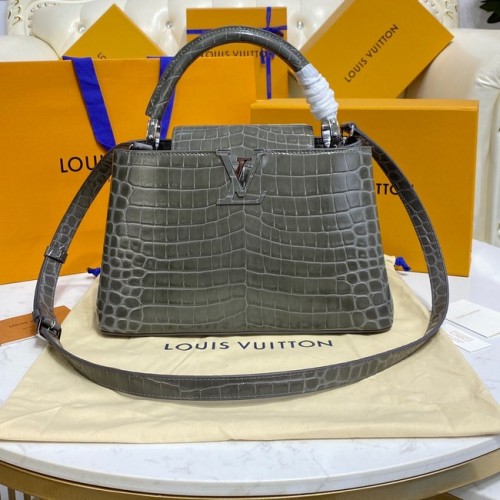 Louis Vuitton piele de crocodil CAPUCINES M48866 gri închis