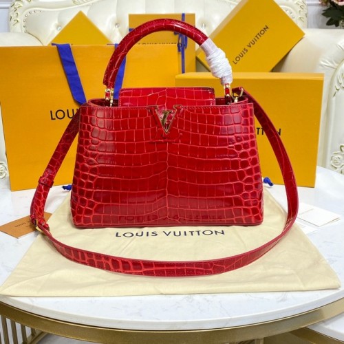 Louis Vuitton piele de crocodil CAPUCINES M48866 roșu