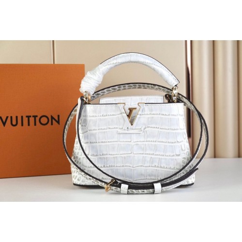 Louis Vuitton piele de crocodil CAPUCINES MINI M48865 gri deschis