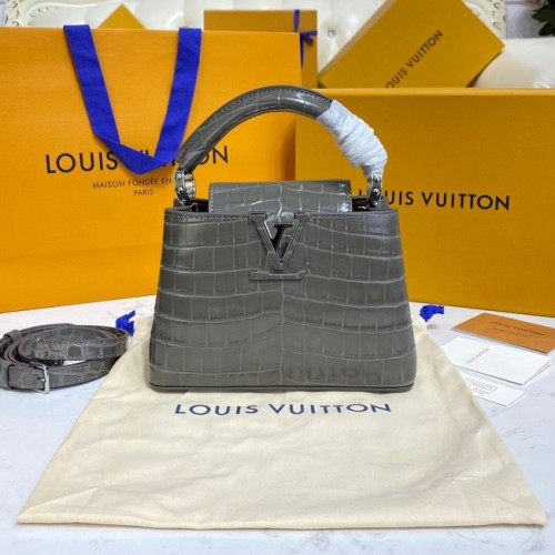 Louis Vuitton piele de crocodil CAPUCINES MINI M81190 gri închis