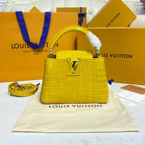 Louis Vuitton geantă din piele de crocodil CAPUCINES MINI M81190 galbenă
