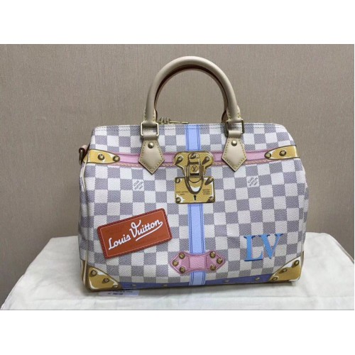 Geantă Louis Vuitton Damier Azur Canvas originală Speedy 30 B41112