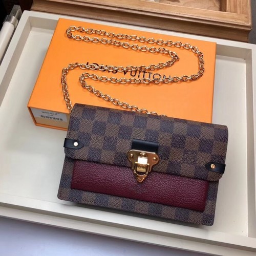 PORTOfel Louis Vuitton original VAVIN CHAIN WALLET N60237 Lie de Vin