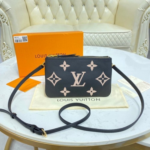 Husă Louis Vuitton Monogram Empreinte cu fermoar dublu M80084 Negru & Bej