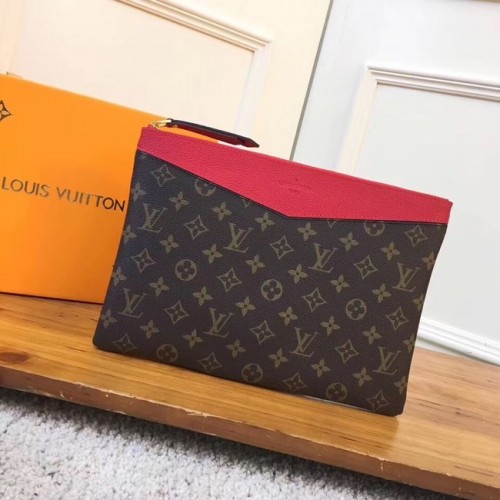 Louis vuitton original Monogram Canvas DAILY POUCH M62048 roșu