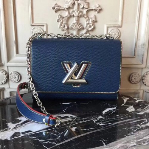 Geantă Louis Vuitton originală din piele epi TWIST MM M50332 albastru închis