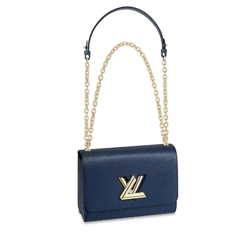 Geantă Louis Vuitton originală din piele epi TWIST MM M52870 albastră