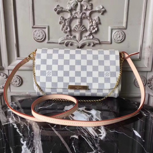 Genți de mână Louis Vuitton originale, favorite, Damier Azur, din pânză, M40718
