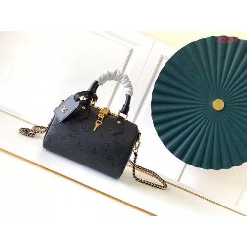 Louis vuitton geantă originală din piele SPEEDY 20 Monogram Empreinte mini m42397 neagră