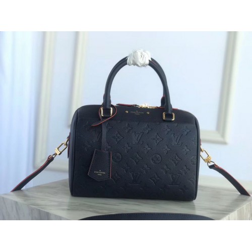Louis Vuitton geantă din piele originală SPEEDY 25 Monogram Empreinte M43501 albastru închis