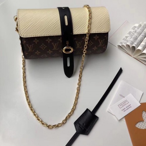 Husă de ochelari Louis Vuitton originală cu monogramă din pânză M43903 alb-crem
