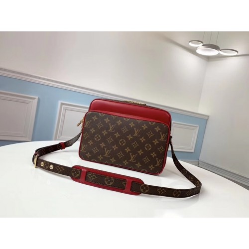 Geantă de umăr Louis vuitton originală cu monogramă din pânză M51478 roșie