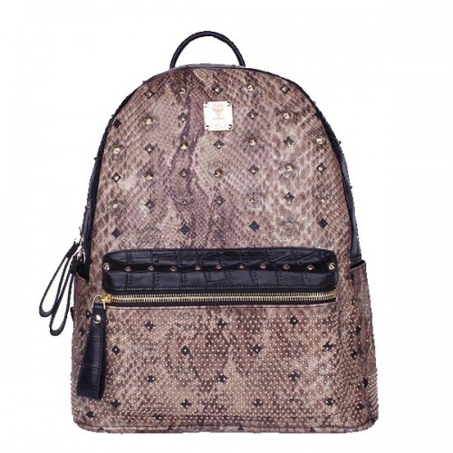 Rucsac MCM Armour Mediu, piele de șarpe, MC2095, maro