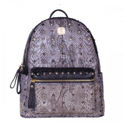 Rucsac MCM Armour Mediu, piele de șarpe, MC2095, gri