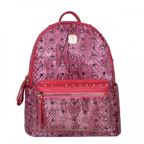 Rucsac MCM Armour Mediu, piele de șarpe, MC2095 Roz