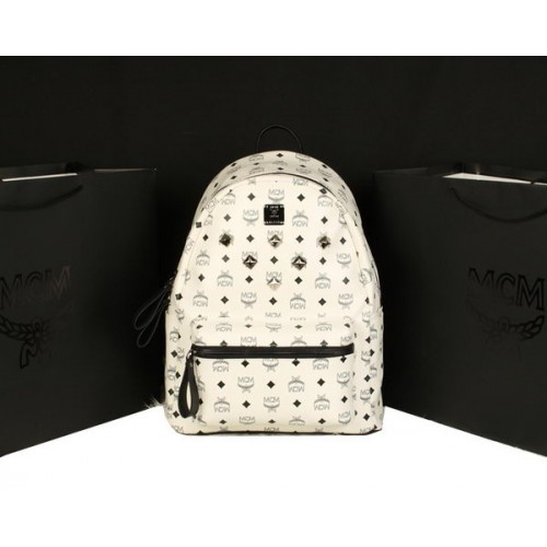 Rucsac MCM Stark Jumbo din piele de vițel 8006 Alb
