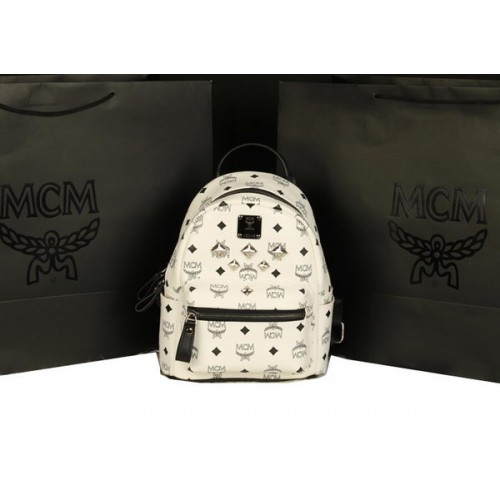Rucsac MCM Stark Mediu din Piele de Vițel 8003 Alb