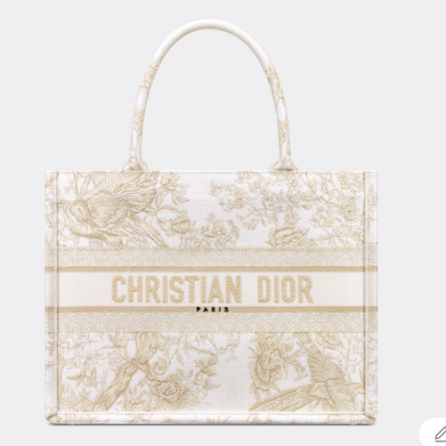 GEANTĂ DIOR MEDIE BOOK TOTE Dior Jardin d'Hiver Broderie cu fir metalic auriu M1296Z