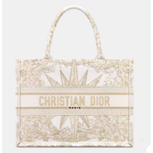PUNGĂ DIOR BOOK TOTE MEDIE Broderie Dior Reve dInfini cu fir metalic auriu M1296Z