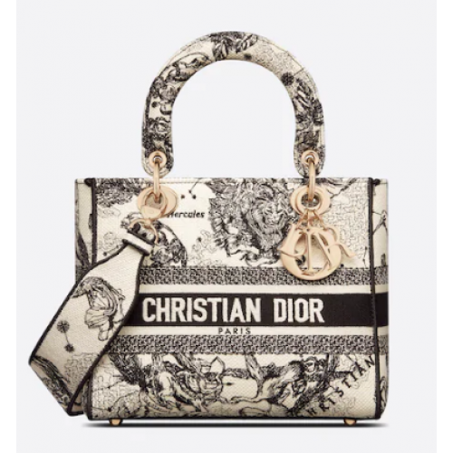MEDIUM DIOR Latte Toile de Jouy Zodiac Broderie M0565OR