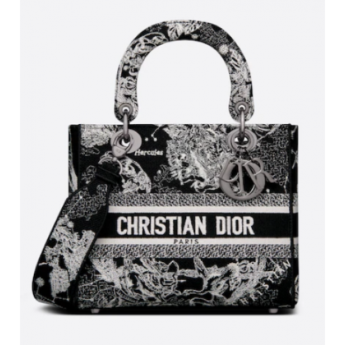 GEANTĂ MEDIE LADY D-LITE Neagră Toile de Jouy Broderie Zodiac M0565BRHZ