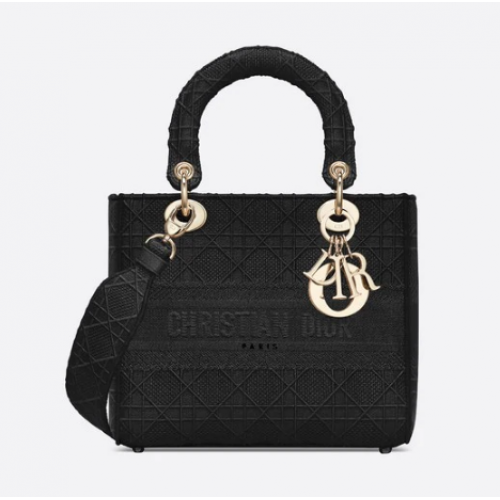 GEANTĂ MEDIE LADY D-LITE Cannage Embroidery M0565OREY neagră